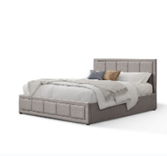 King Size Tejido de lino tapicado con tope Cuadro de cama moderna con almacenamiento BSCI