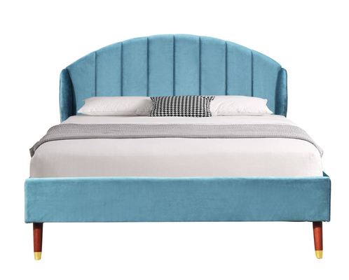 Blue Velvet tapizó el cabecero de rey Bed With Minimalist