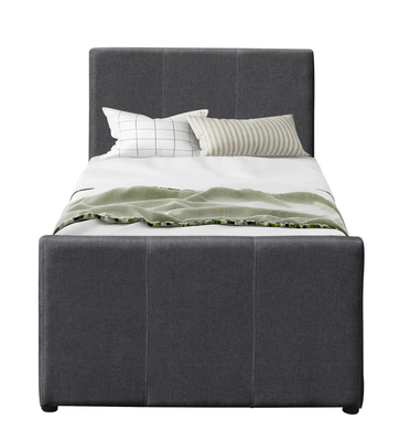 Marco oscuro de Grey Linen Wooden Twin Daybed con la ruedecilla extensible para el dormitorio