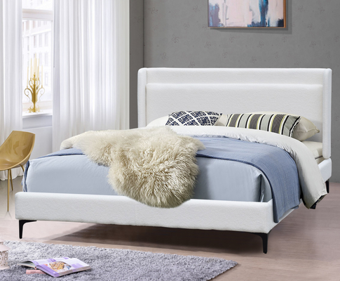 El marco clásico de rey Size Platform Bed con el cabecero blanco de la tela tapizó