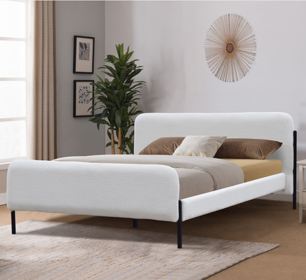 El marco clásico de rey Size Platform Bed con el cabecero blanco de la tela tapizó