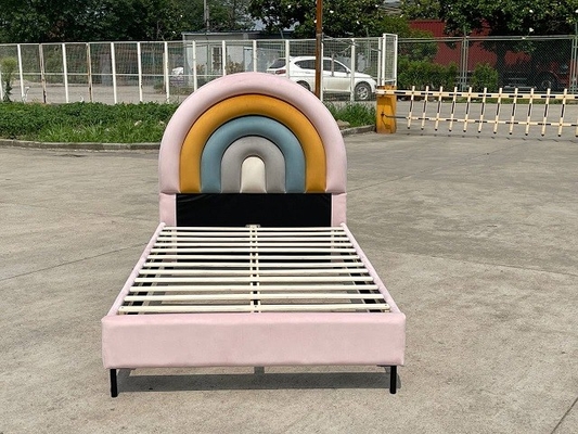 Los niños tapizaron diseño formado arco iris de la plataforma de la fundación del cabecero del marco de la cama