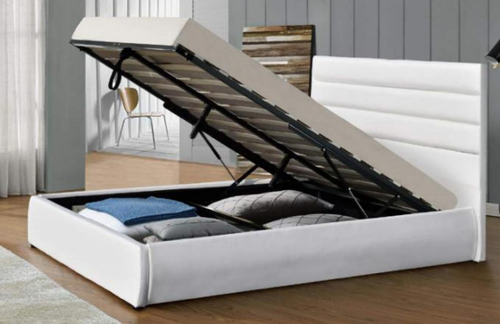 Tamaño opcional Cuadro de cama tapizado blanco con espacio para dormir cómodamente