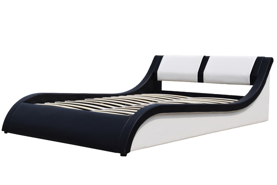Blanco y Negro Oem Cama doble elevador de gas Cuadro de cuero falso Bsci