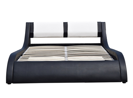Blanco y Negro Oem Cama doble elevador de gas Cuadro de cuero falso Bsci
