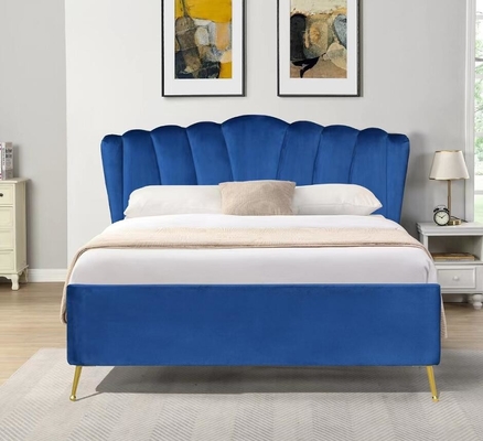 Doble tamaño Bsci elevador de almacenamiento marco de cama elegante gris tela de terciopelo otomano