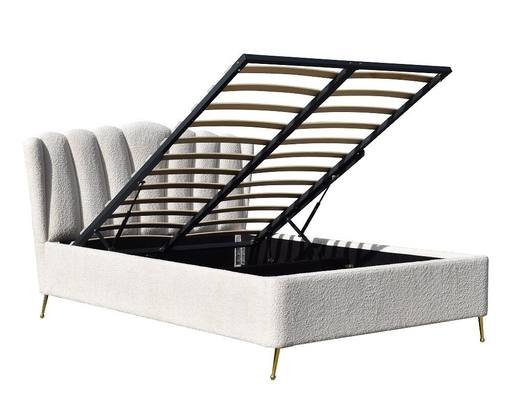 Cama de almacenamiento de elevadores de gas de tejido de bucle blanco con cuatro patas de metal fuertes