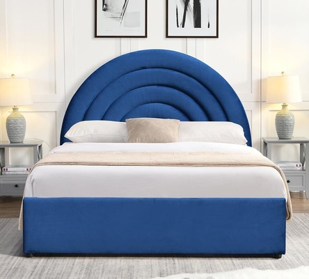 Camas de ascensor de gas tapizadas King Size Tejido azul Dormitorio relajante
