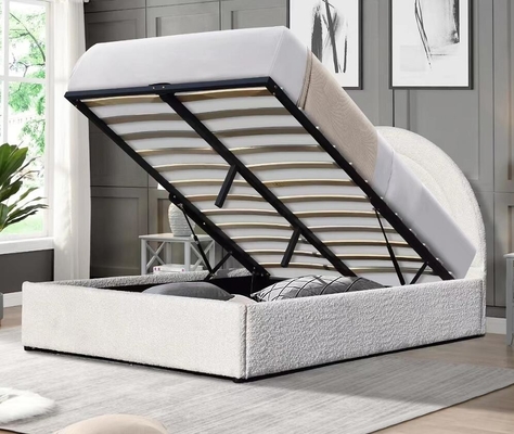 Camas de ascensor de gas tapizadas King Size Tejido azul Dormitorio relajante