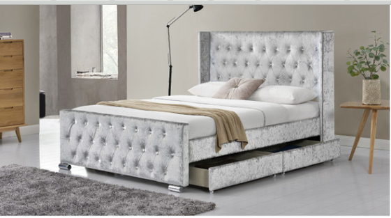 Cama de almacenamiento con luz LED y botones de diamante