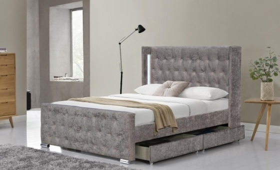 Cama de almacenamiento con luz LED y botones de diamante