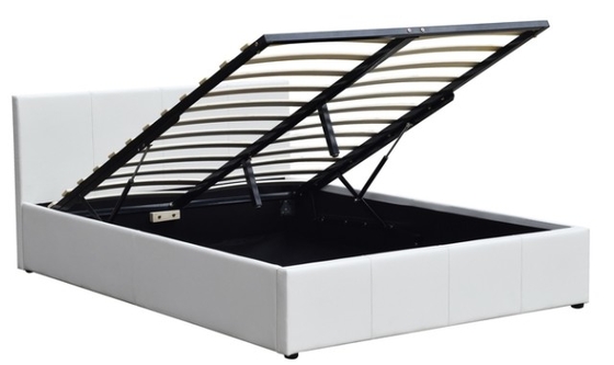Cama de almacenamiento de ascensor de gas de varios colores Cuadro de cama de madera contrachapada de cuero PU