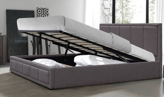 Camas llenas tapizadas Plataforma de almacenamiento elevadora de gas Cuadro de cama con soporte de pizarra de madera