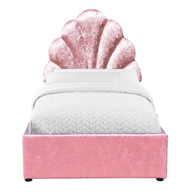Doble tamaño Bsci elevador de gas Cuadro de cama elegante de tela de terciopelo rosa otomano