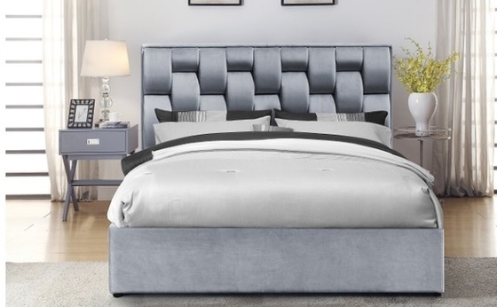 Cuadro de cama de tela de terciopelo con cabezal de moda