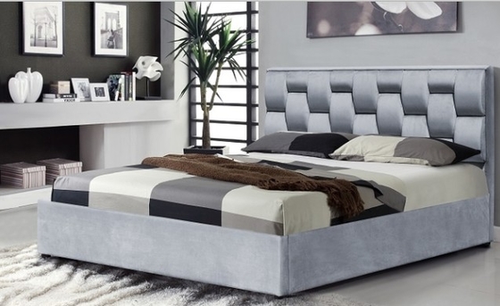 Cuadro de cama de tela de terciopelo con cabezal de moda