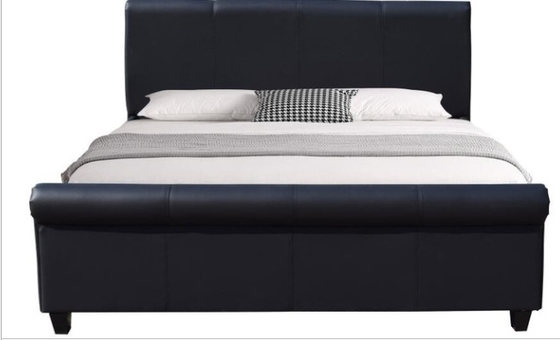 Cama tapicada de cuero falso negro con BSCI