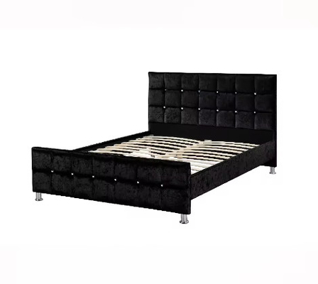 Cuadro de cama con cabecera, plataforma robusta cama con soporte de pizarras de madera