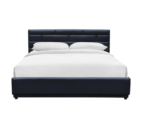 Cuadro de cama de ascensor de gas con cabecera tapizada, cama de almacenamiento y soporte de pizarras de madera, fácil montaje
