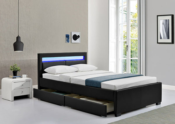 Cuadro de cama de plataforma tapizada con cajones de almacenamiento
