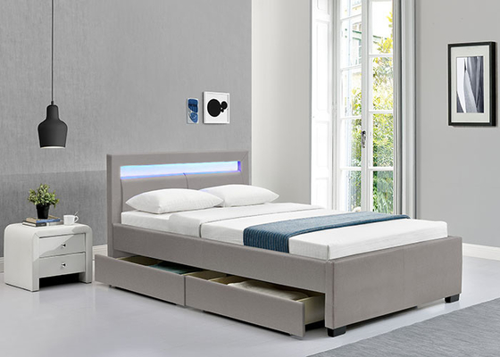 Cuadro de cama de plataforma tapizada con cajones de almacenamiento