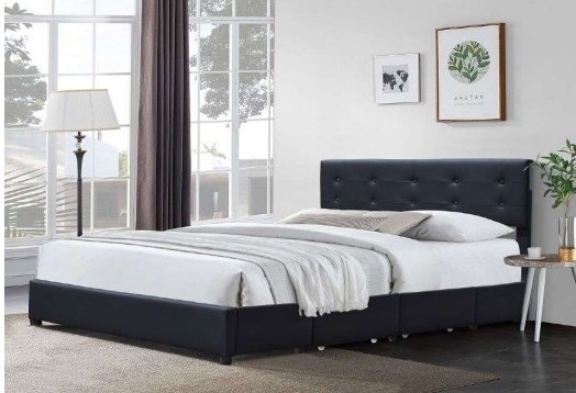 Cama de cuero falso de cabeza baja negra con fuerte función de almacenamiento