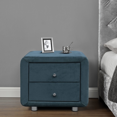 Mesa de cama de tela de diseño moderno con color opcional para su estilo de decoración del dormitorio.