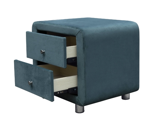 Mesa de cama de tela de diseño moderno con color opcional para su estilo de decoración del dormitorio.