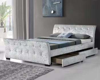 Cama de almacenaje de terciopelo o tela con múltiples opciones de color