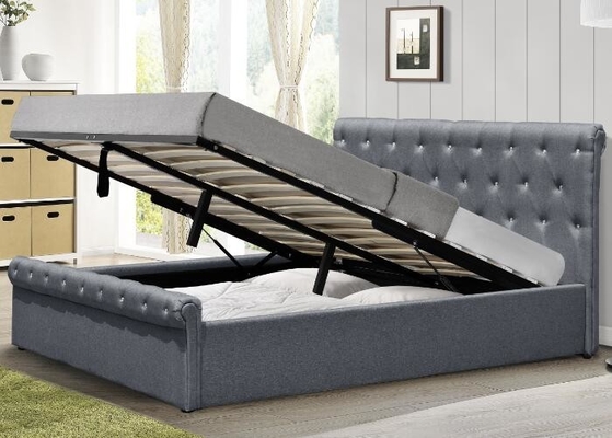 Color opcional Elevador de gas de cuero real Almacenamiento de tamaño completo Cama cómoda para dormir CE