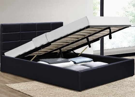 Cama de plataforma tapizada con gas elevación de almacenamiento, marco de cama de tamaño completo con almacenamiento debajo