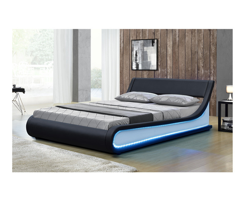 Marco de la cama de Sunny Faux Leather Gas Lift con almacenamiento