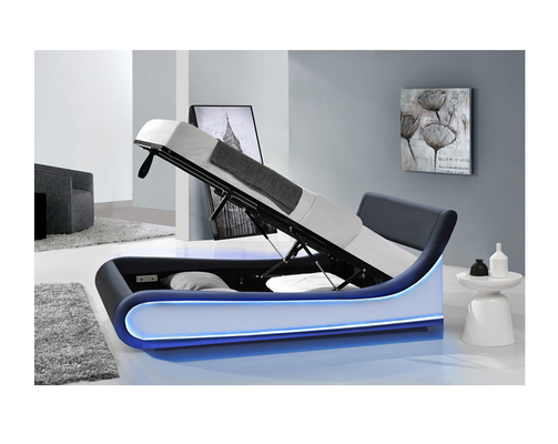 Marco de la cama de Sunny Faux Leather Gas Lift con almacenamiento