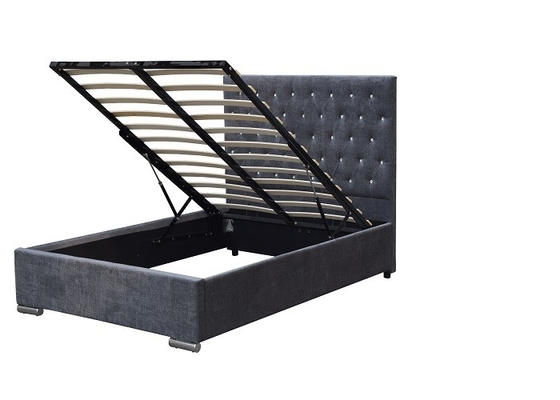 SF822 tapizó el marco de la cama del tamaño del doble de la madera contrachapada del marco LED de la cama con la elevación de gas