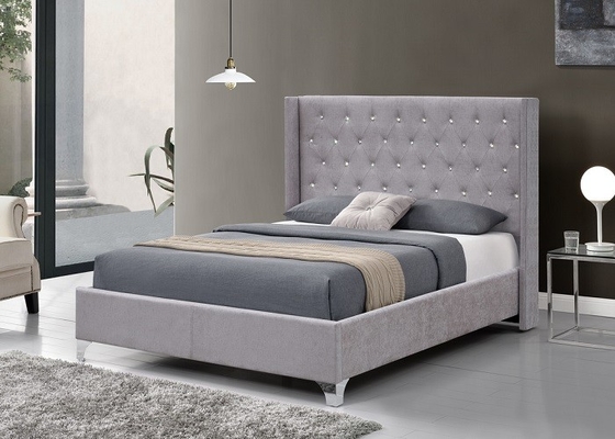 SF822 tapizó el marco de la cama del tamaño del doble de la madera contrachapada del marco LED de la cama con la elevación de gas