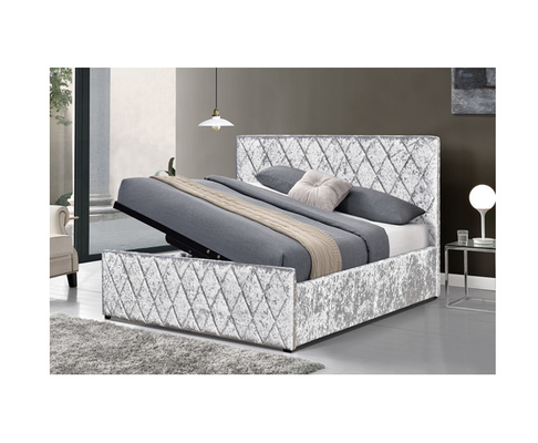 Machaque la cama ligera de la elevación de gas de Grey Velvet Bed Frame Fabric con el certificado del EMC del almacenamiento