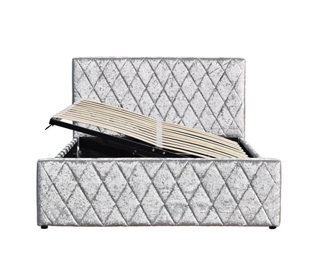 Machaque la cama ligera de la elevación de gas de Grey Velvet Bed Frame Fabric con el certificado del EMC del almacenamiento