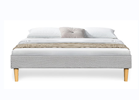 Marco ligero de Gray Linen Soft Upholstered Bed sin el cabecero