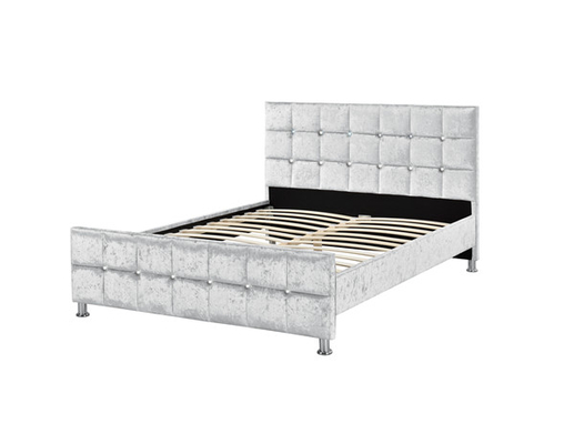 Marco de la cama del tamaño de Crystal Button European Style King con la tela machacada cabecero del terciopelo