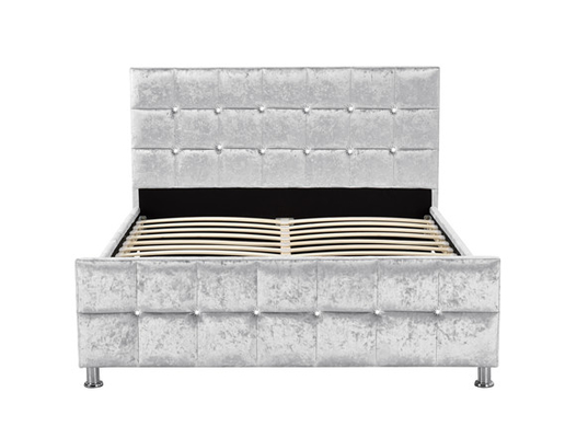 Marco de la cama del tamaño de Crystal Button European Style King con la tela machacada cabecero del terciopelo