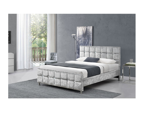 Marco de la cama del tamaño de Crystal Button European Style King con la tela machacada cabecero del terciopelo
