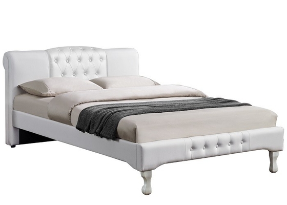 Cama de trineo tapizada de cuero blanca de la plataforma del OEM con Diamond Buttons BSCI