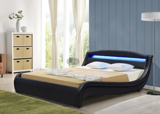 ROSH LED tapizó el marco de madera negro de la cama de rey Size Low Modern de la imitación de cuero de la madera contrachapada de la cama
