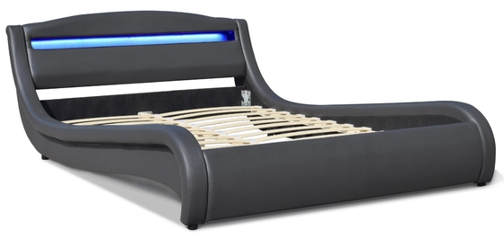 Marco moderno ligero de la cama de plataforma de rey Size PU de Grey Upholstered Tufted Queen Bed LED