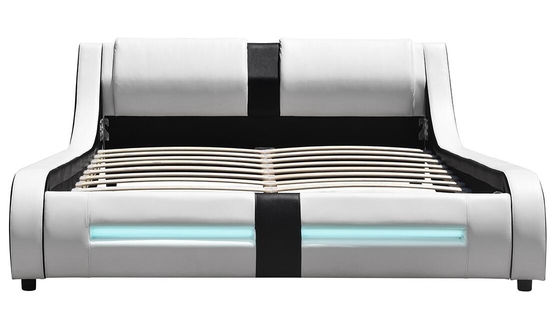 De lujo moderno de rey Bed Frame Curve de la imitación de cuero del LED tapizada