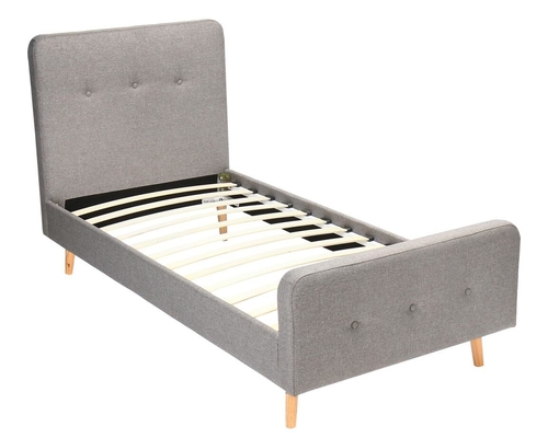 Los solos niños del tamaño tapizaron el ODM de Grey Linen Fabric de la luz de la madera contrachapada de la cama
