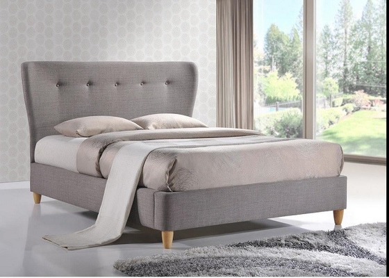 Cama tapizada niños del doble de la tela con el cabecero alto copetudo