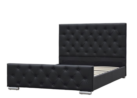 Estilo negro machacado de Europa de la imitación de cuero de la madera contrachapada del marco de rey Size Upholstered Bed del terciopelo