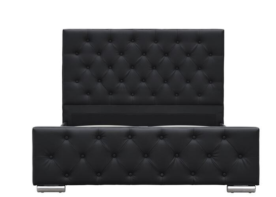 Estilo negro machacado de Europa de la imitación de cuero de la madera contrachapada del marco de rey Size Upholstered Bed del terciopelo