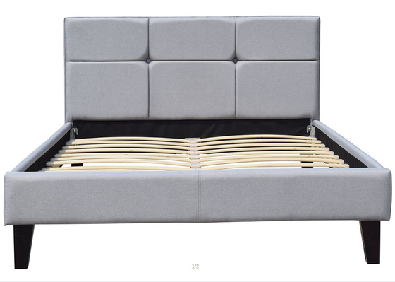 Plataforma Grey Wooden Ottoman Bed del colchón del marco de la cama de la tela del tamaño de la reina de la madera contrachapada